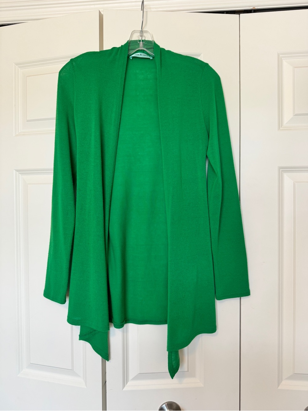 Chris & Carol Bright Green Open-Front Women's Sweater Cardigan